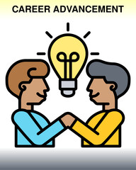 Career advancement icon colored with black outline