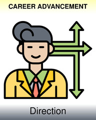 Career advancement icon colored with black outline