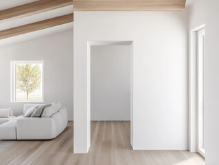 Modern interior design showcasing a bright living space with minimalist decor