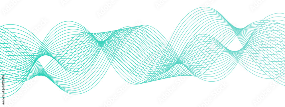 Poster Abstract Blue Gradient Wavy Lines with Dynamic Flowing Design. Modern Minimalist Background for Creative Projects and Digital Art. Modern stream wave background and wave curve lines