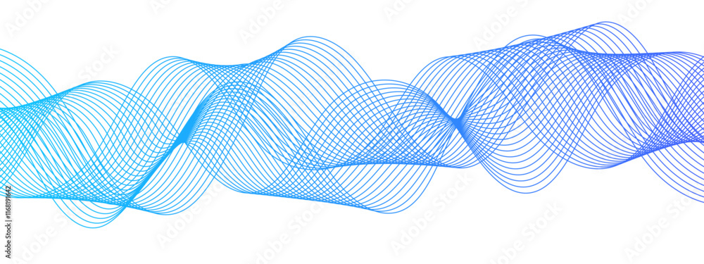 Aufkleber Abstract Blue Gradient Wavy Lines with Dynamic Flowing Design. Modern Minimalist Background for Creative Projects and Digital Art. Modern stream wave background and wave curve lines