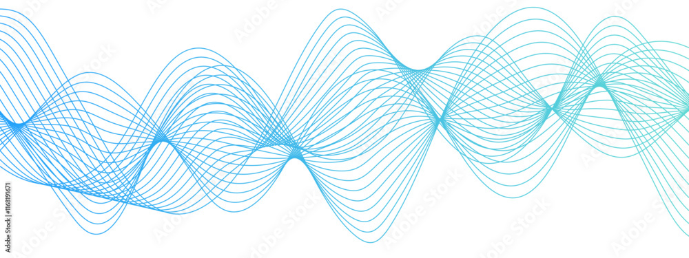 Fototapete Abstract Blue Gradient Wavy Lines with Dynamic Flowing Design. Modern Minimalist Background for Creative Projects and Digital Art. Modern stream wave background and wave curve lines