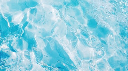 Obraz premium Transparent Blue Water Surface with Ripples, Splashes, and Bubbles: Abstract Summer Background for Cosmetics and Skincare Advertising