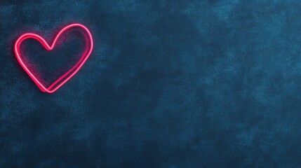 Obraz premium A bright pink neon heart glowing against a textured dark blue background, creating a modern and romantic atmosphere.