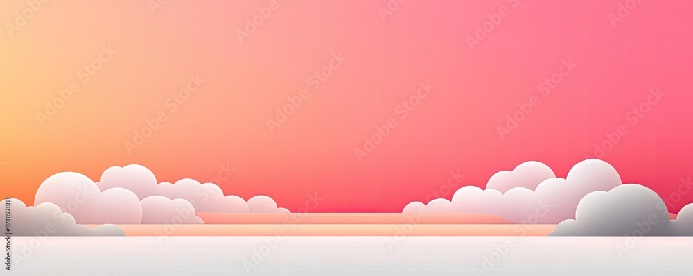 Poster pastel skies idea. a serene gradient sunset with soft clouds creating a tranquil atmosphere.