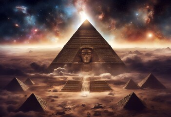 god anci nebulae pyramid surrounded eyes galaxies floating space