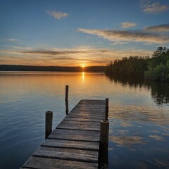 Naklejka premium pier at sunset