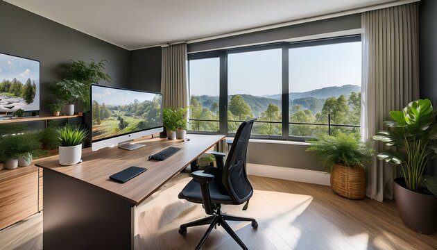 A home office room background for an online webinar Zoom meeting featuring 