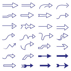 A set of Hand drawn arrow direction doodle with white background