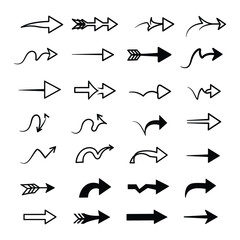 A set of Hand drawn arrow direction doodle with white background