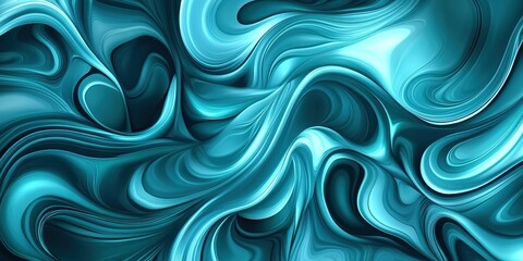 Fototapeta premium Abstract Teal Swirls: A mesmerizing digital artwork featuring dynamic, flowing teal and turquoise abstract swirls creating a captivating visual experience.