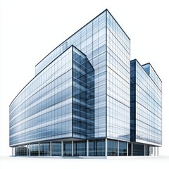 Modern Glass Office Building with Sleek Design and Reflective Facade in Urban Setting