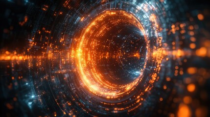 Fototapeta premium Abstract Digital Tunnel: A Journey Through Cyberspace