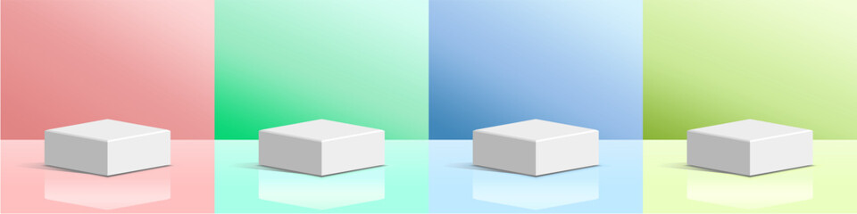 block cube podium stage 3d Abstract minimal scene mockup products display, Stage showcase. Vector geometric form.	
