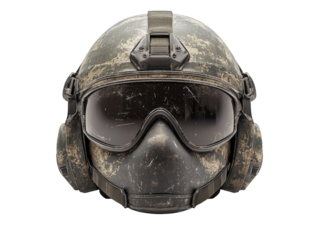 Military Helmet with Goggles Isolated on Transparent Background