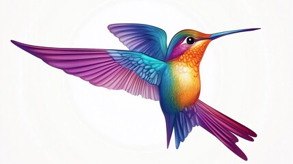 Obraz premium Colorful Hummingbird in Flight with Vibrant Feathers and Graceful Wings