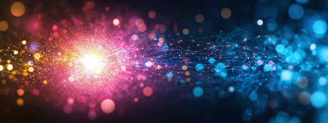 Fototapeta premium A vibrant explosion of color and light illustrating the fusion of technology and creativity in a digital universe