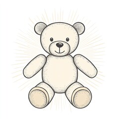 Obraz premium Charming and whimsical illustration of a cute teddy bear with a joyful expression, surrounded by soft golden rays