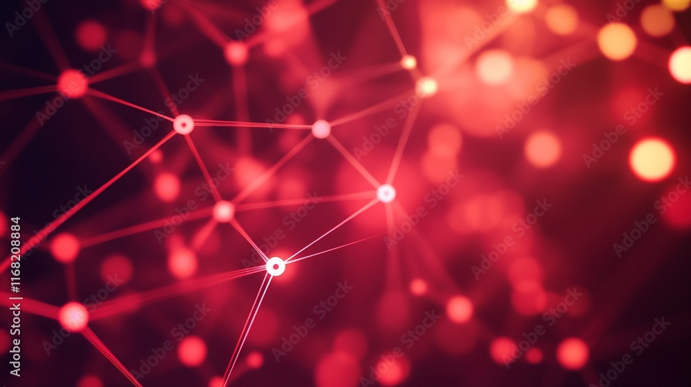 Poster abstract red network connection background.