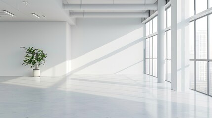 Obraz premium White open space office interior, mock up wall.