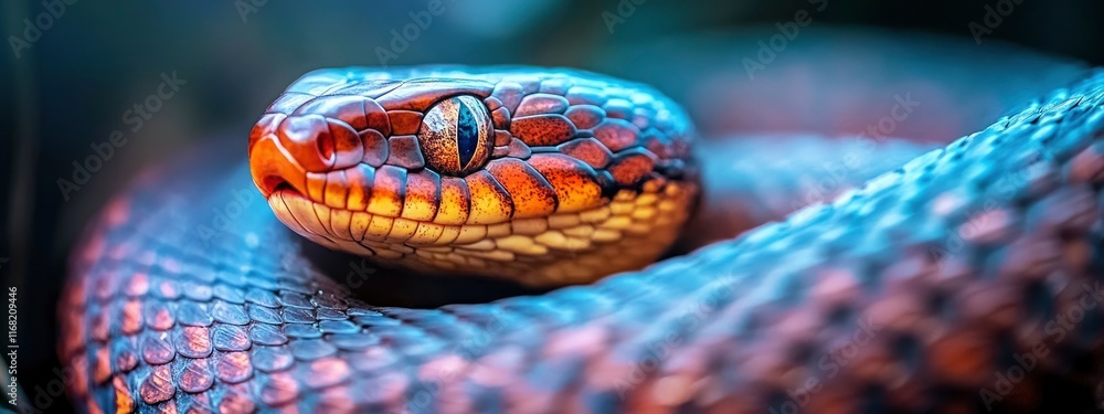 Aufkleber a striking close-up of a vividly colored snake highlighting intricate scale patterns and captivating