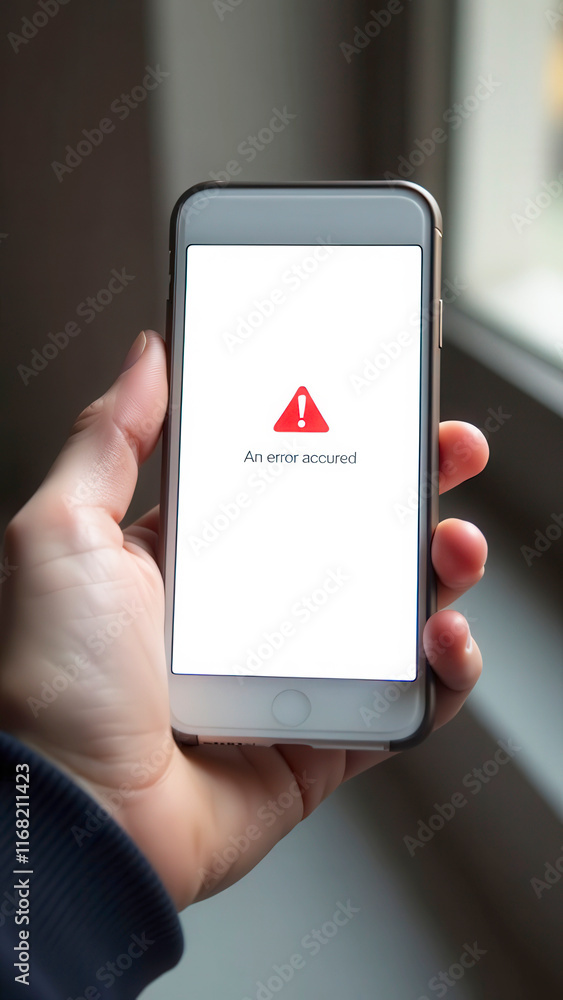 Aufkleber hand holding smartphone displaying error message on screen