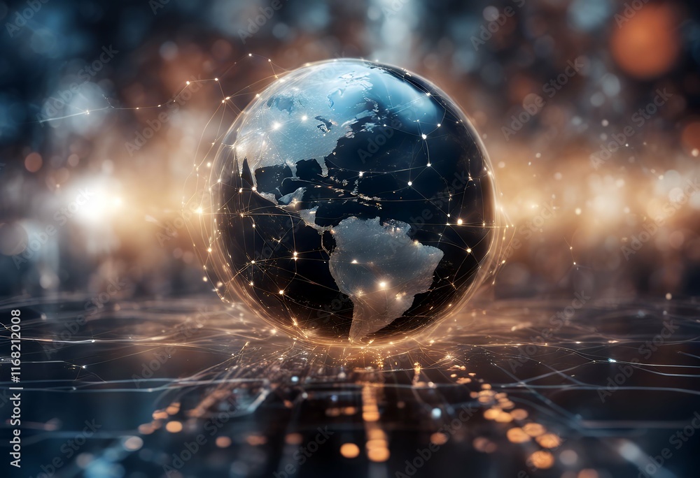 Poster world generative global network concept telecommunication ai connection