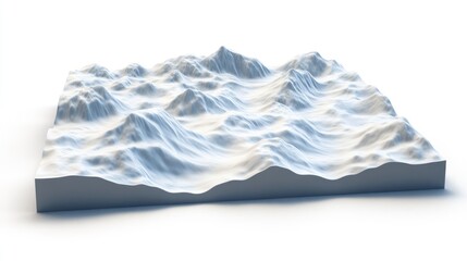 Obraz premium A 3D model of mountainous terrain with smooth, undulating surfaces.