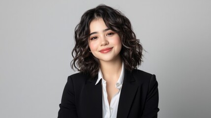 Professional portrait of confident young woman in business attire studio setting lifestyle photography empowerment concept