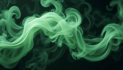 Obraz premium Ethereal Green Wisps: Abstract Smoke Swirls on a Black Canvas