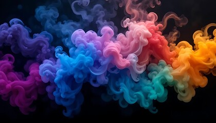 Obraz premium Colorful Foggy Smoke Effects on Black Background