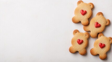 Cute and Delightful Animal Shaped Cookies with Intricate Heart Designs Artfully Arranged on a Plain White Background