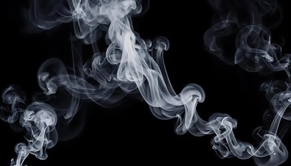 Ethereal Smoke Dance: Abstract Steamy Whisps on a Black Canvas