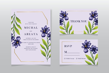 Set of floral wedding Invitation card, save the date, thank you, rsvp template. Abstract background save the date, invitation, greeting card, multi-purpose vector