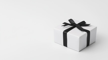 Elegant and Minimalist Monochrome Black and White Valentine s Day Gift Box Wrapped in Ribbon Bow  A Timeless and Sophisticated Presentation for a Special Occasion or