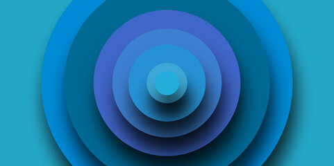 Dark blue abstract background with geometric shape graphic. Trendy gradient circle shapes composition. Abstract blue 3d circle with shadow shape layer background.