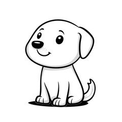 Cute cartoon dog sitting with happy expression, perfect for childrens designs
