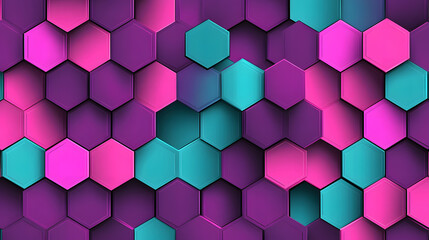 Vibrant Geometric Pattern with Gradient Hexagonal Design in Pink and Blue Hues