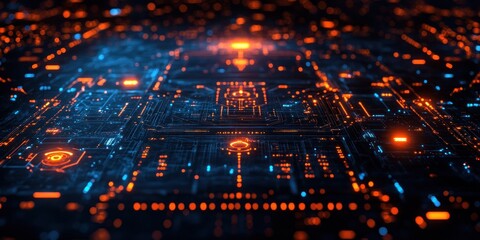 Fototapeta premium Futuristic Earth with Connected Networks, Digital Globe, Global Connectivity, Cyber Technology, High Speed Data Transfer