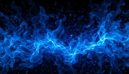 Obraz premium Blazing Blue Embers: Fiery Particles Sparkle in the Night