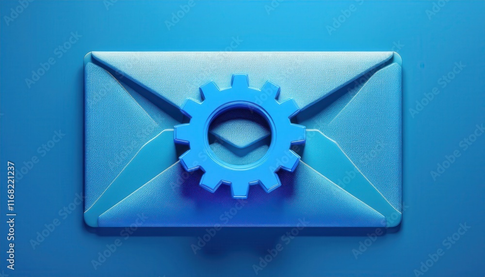 Poster a blue envelope with a gear symbol, representing email automation or settings in a digital context.