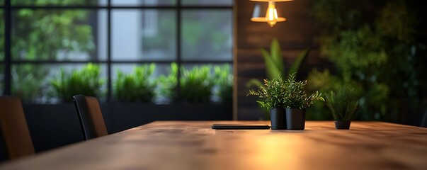 Fototapeta premium Modern conference room with blurred background of professional workspace details 