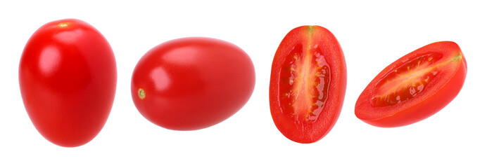 Cherry tomatoes and halved isolated, transparent PNG, collection, PNG format, cut out