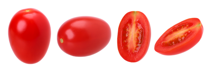 Cherry tomatoes and halved isolated, transparent PNG, collection, PNG format, cut out