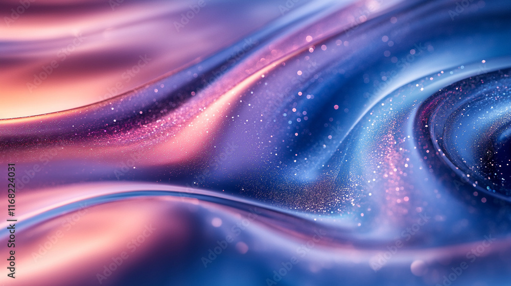 Poster a sleek iridescent minimalist curve shape against a light background, embodying modernity and subtle