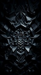abstract background with alpha channel, A professional fine art photograph featuring a dark and intricate 3D texture design with sharp futuristic isometric patterns and angular edges