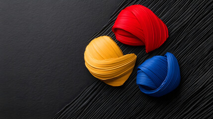 Abstract Vibrant Paint Swirls on Textured Black Background