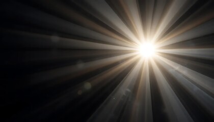 Fototapeta premium Mystical Sun Rays Burst Isolated on Dark Night Sky