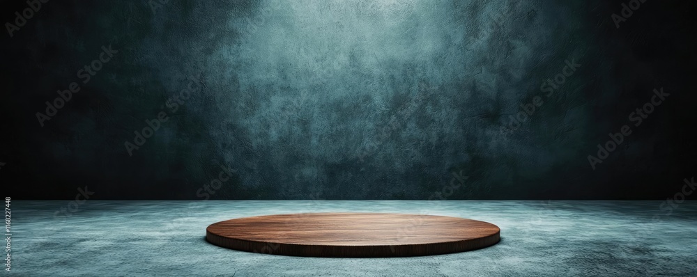 Poster burst abstract background concept. a wooden platform illuminated by dramatic lighting in a dark, min