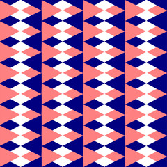 Pink and blue seamless triangle diamond pattern with triangles, seamless abstract geometric horizontal strip pattern repeat style. replete image design for fabric printing, diamond pattern